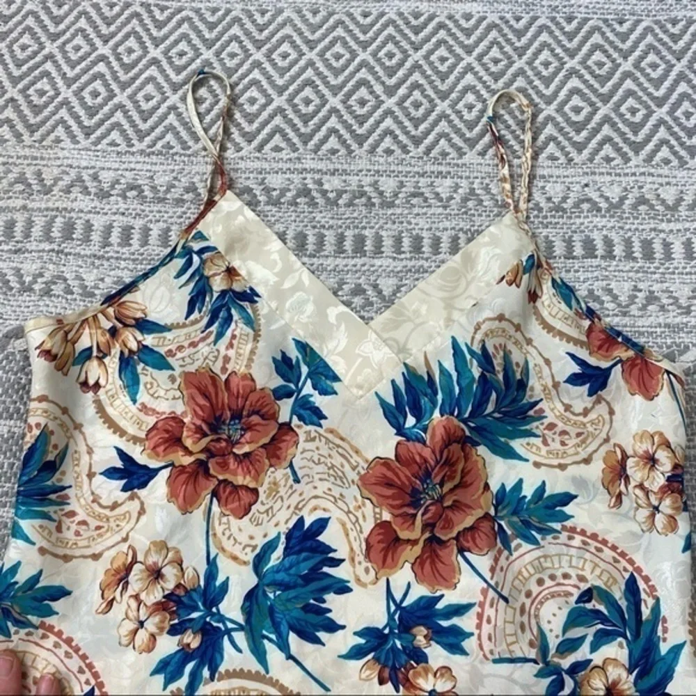Vintage Kathryn 1990s Floral Elegant Ornate Silky Satin Mini Slip Dress Nightie